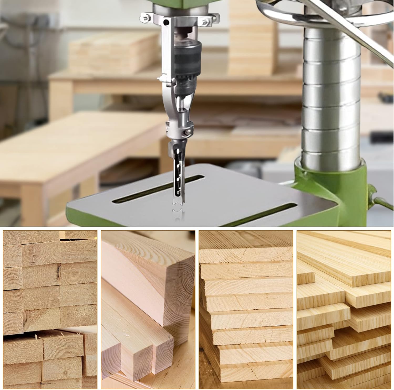 Chisel and Adapter Set for Accurate Dowel Holes | 8 Attachments 6–16 mm | Drill Compatible