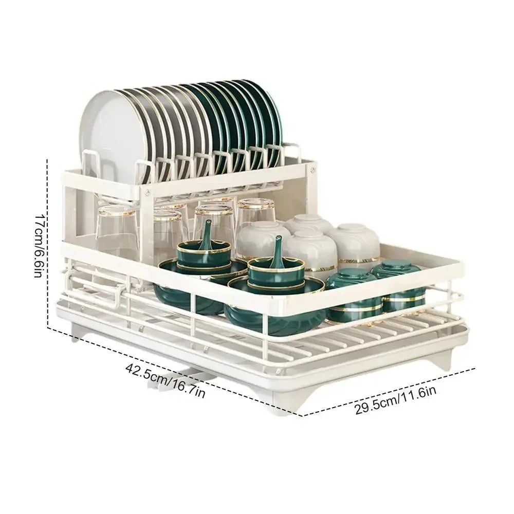 Space-Saving Dish Rack with Adjustable Stainless Steel Design