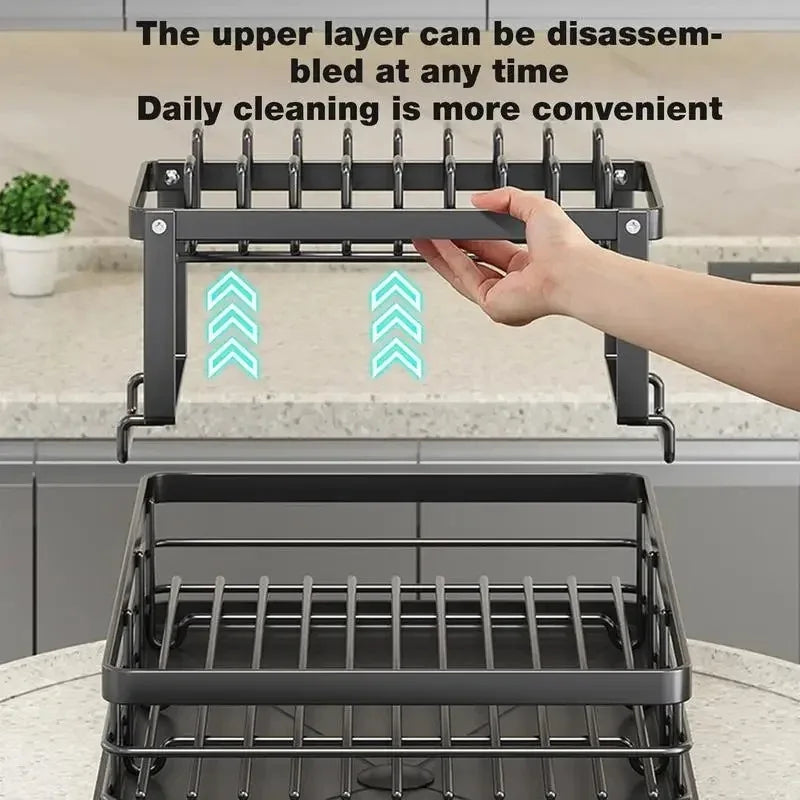 Space-Saving Dish Rack with Adjustable Stainless Steel Design