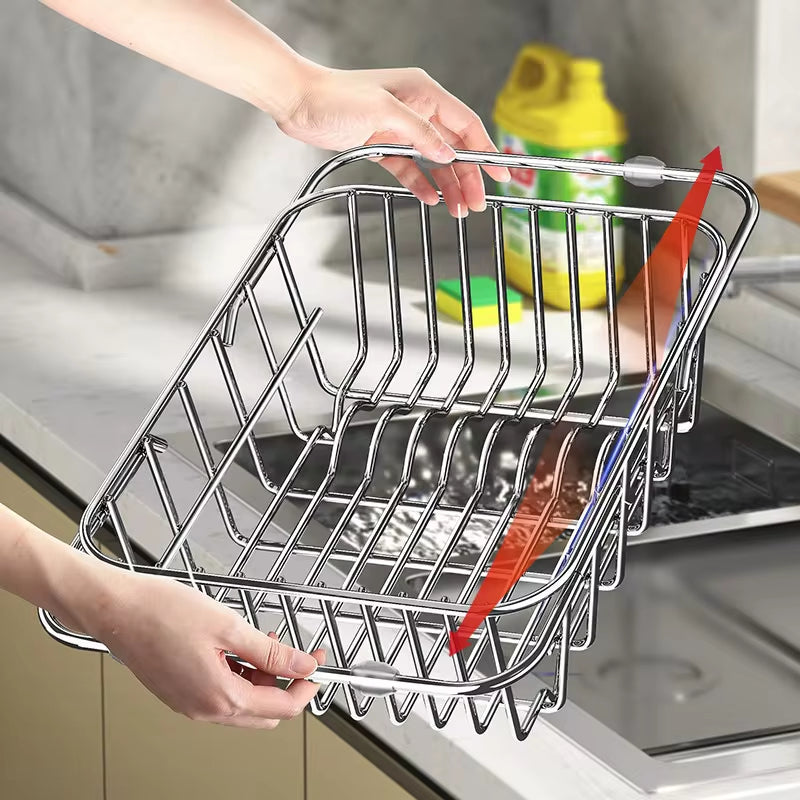 Versatile Over-Sink Dish Organizer in Stainless Steel