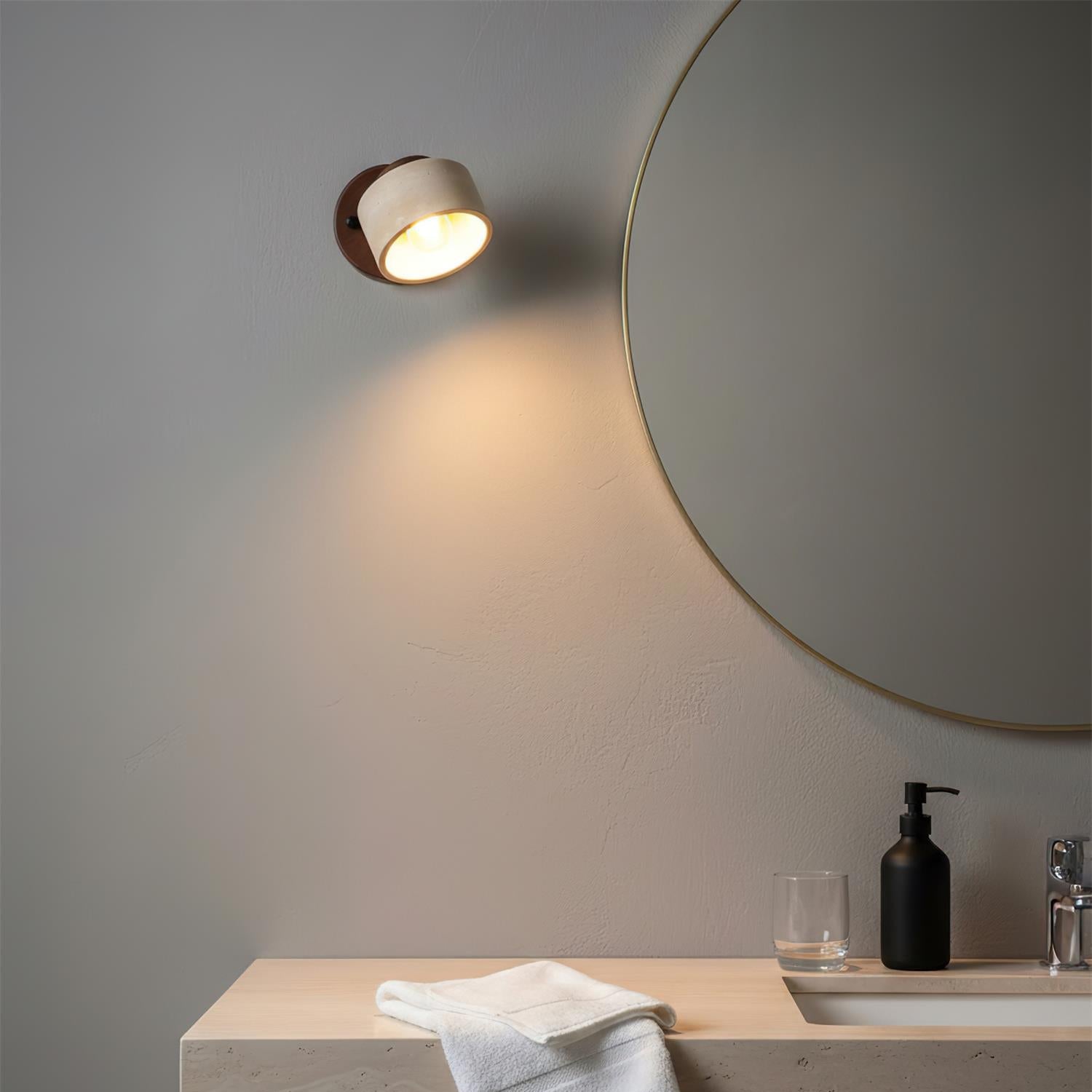 Versatile Indoor/Outdoor Sconce - Elegant Stone & Wood Finish