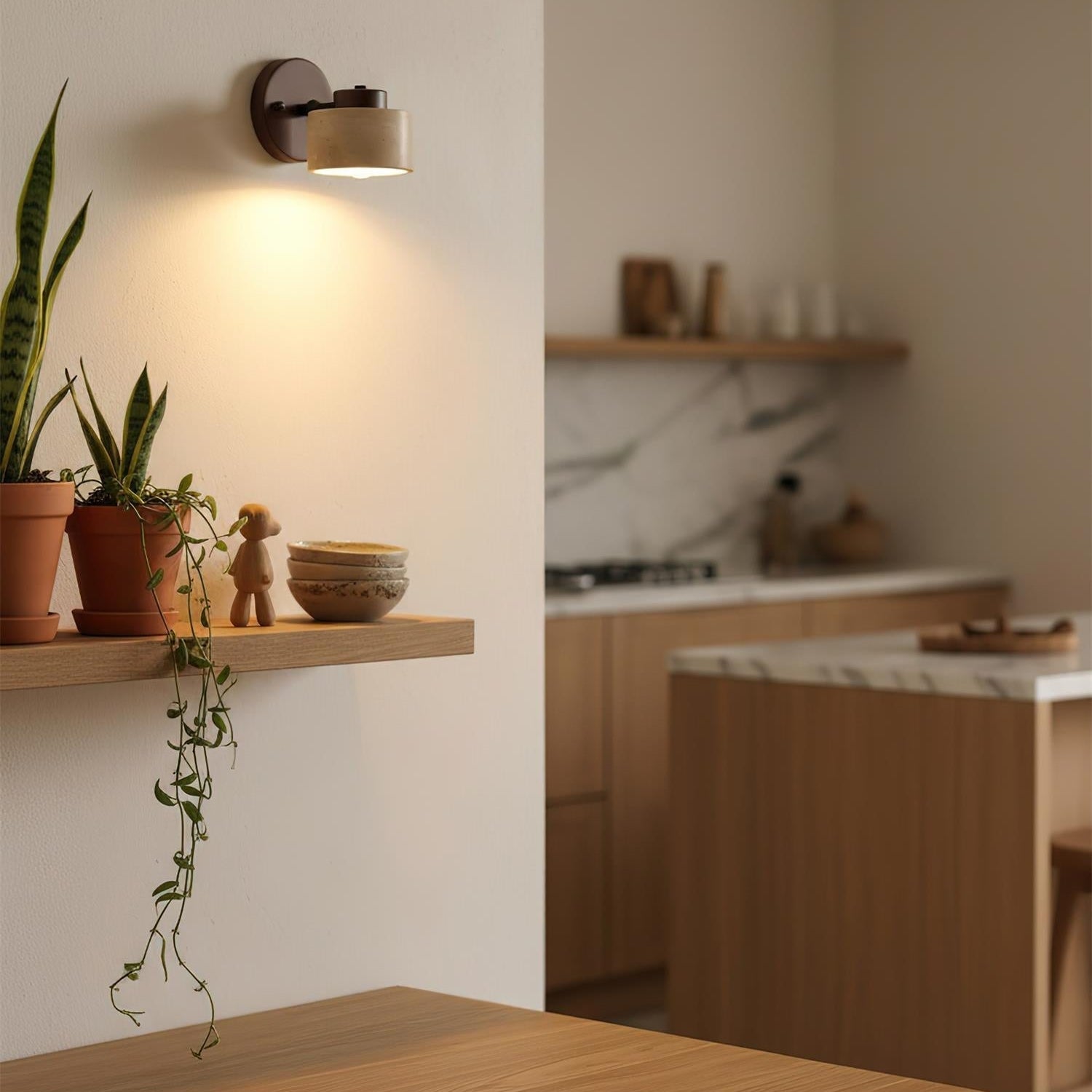 Versatile Indoor/Outdoor Sconce - Elegant Stone & Wood Finish