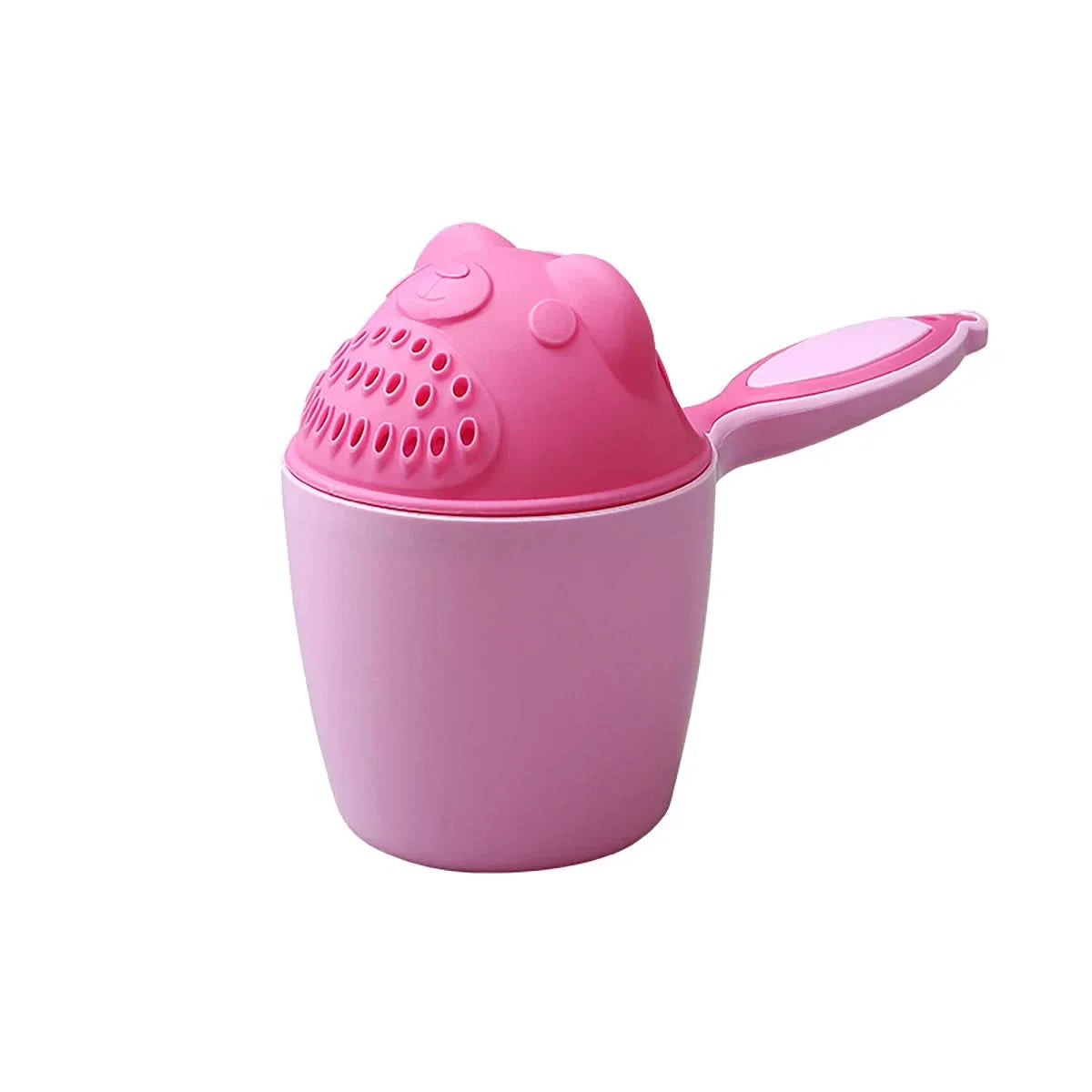 Cute Baby Bath Cap with Water Shield and Fun Shampoo Cup Design