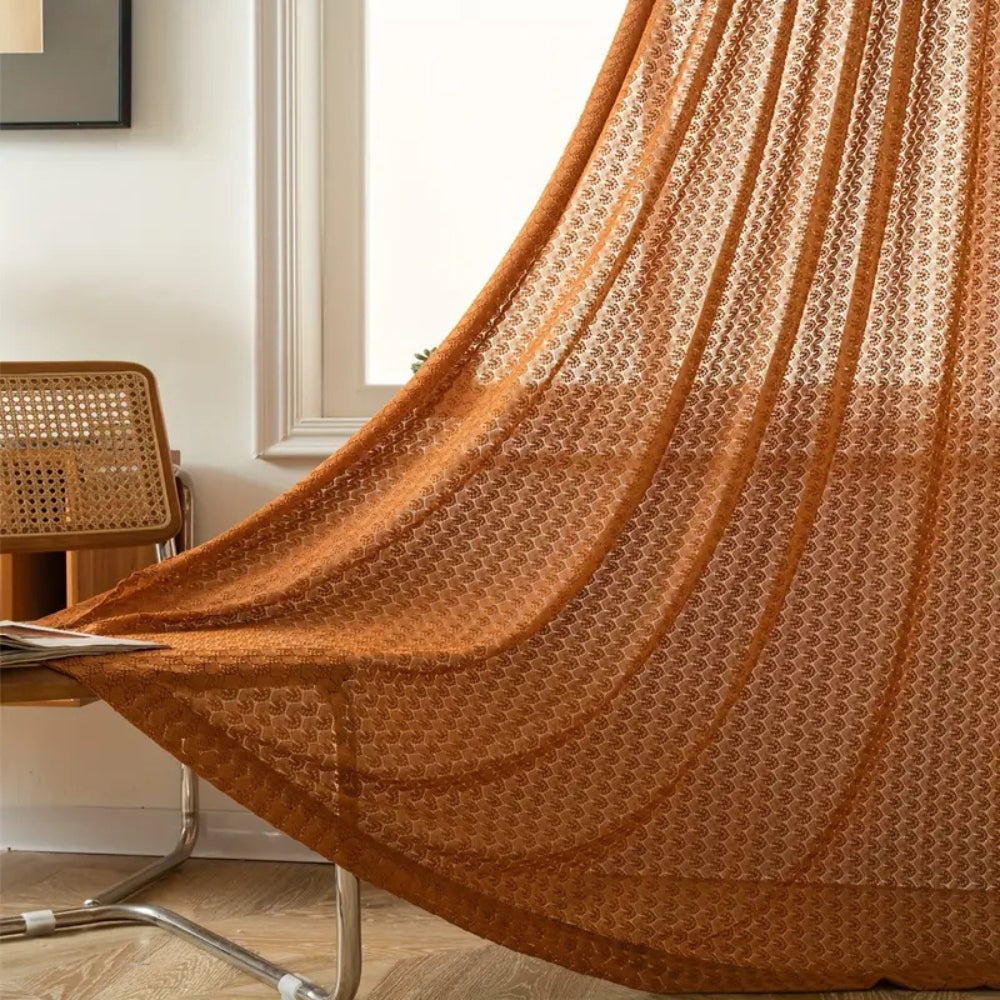 Luxe Weave - Chic Crochet Light-Softening Curtain Panel