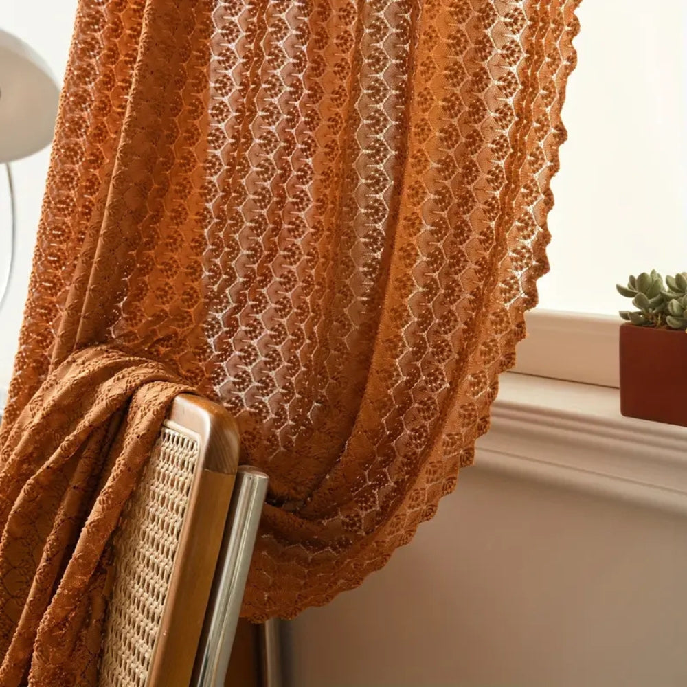Luxe Weave - Chic Crochet Light-Softening Curtain Panel