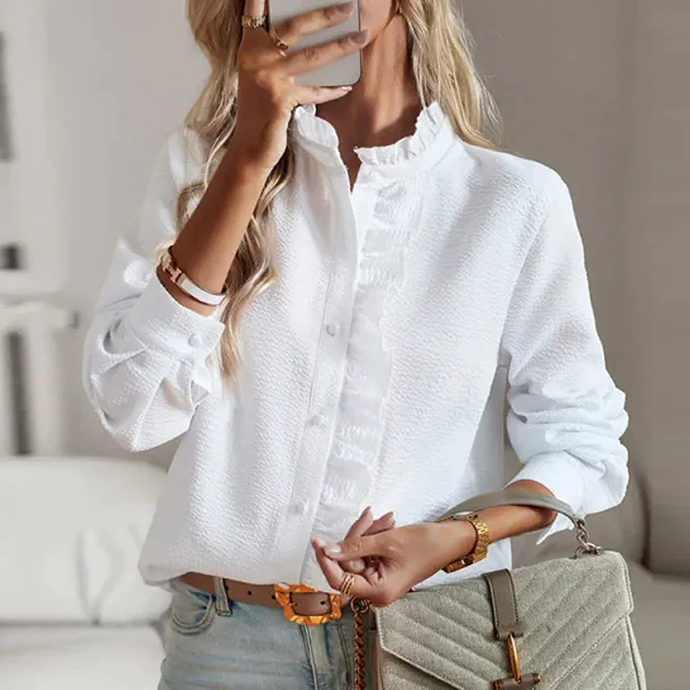 Chic Long Sleeve Blouse in Monochrome