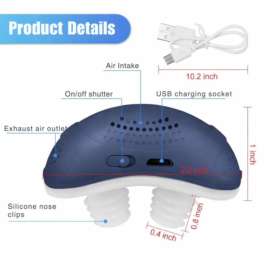 Compact Anti-Snoring Device with Airflow | Mask-Free Breathing Aid | USB Rechargeable