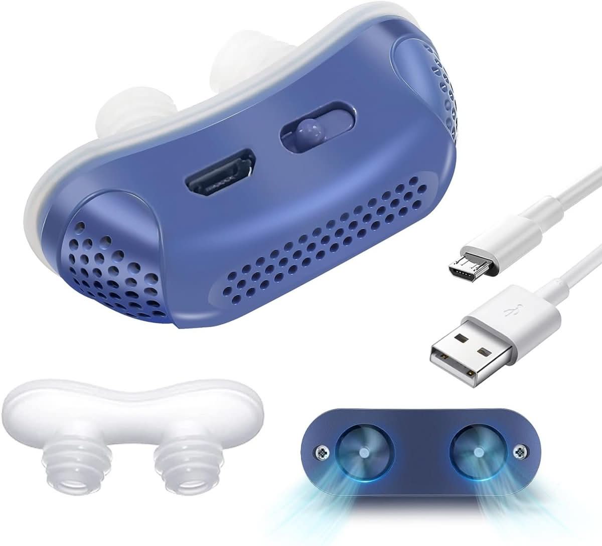 Compact Anti-Snoring Device with Airflow | Mask-Free Breathing Aid | USB Rechargeable