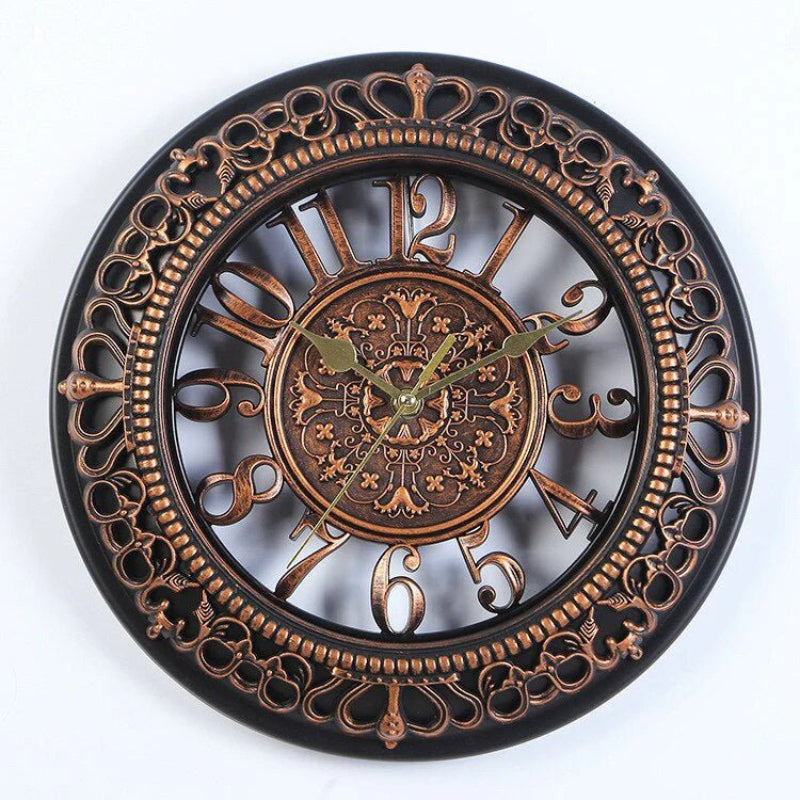 Elegant Metal Wall Clock with Antique Gold Finish for Home Décor