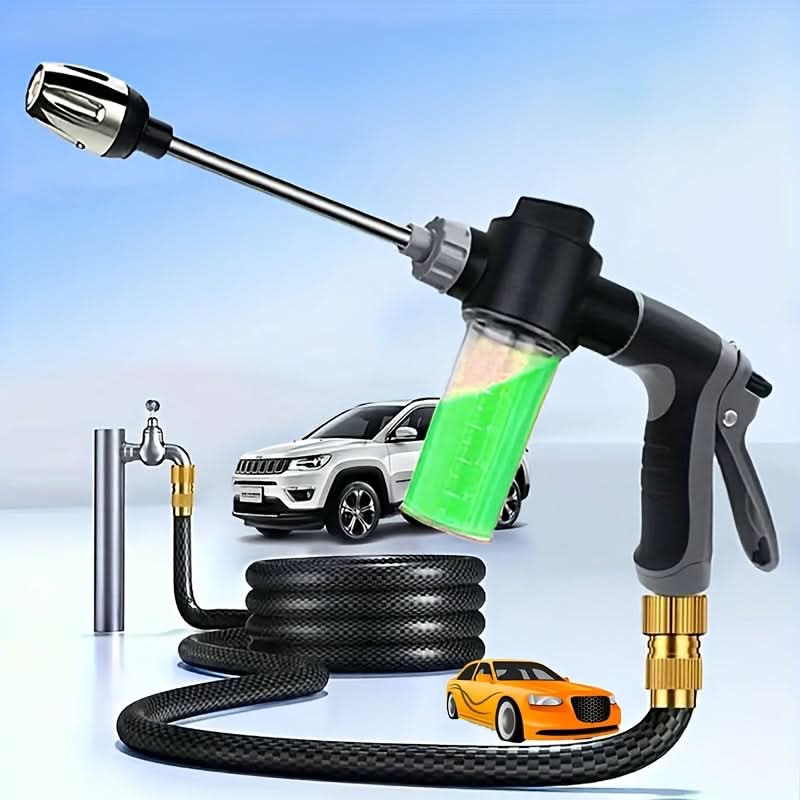 High-Pressure Garden Hose Nozzle Sprayer with Foam Cannon and Comfort Grip
