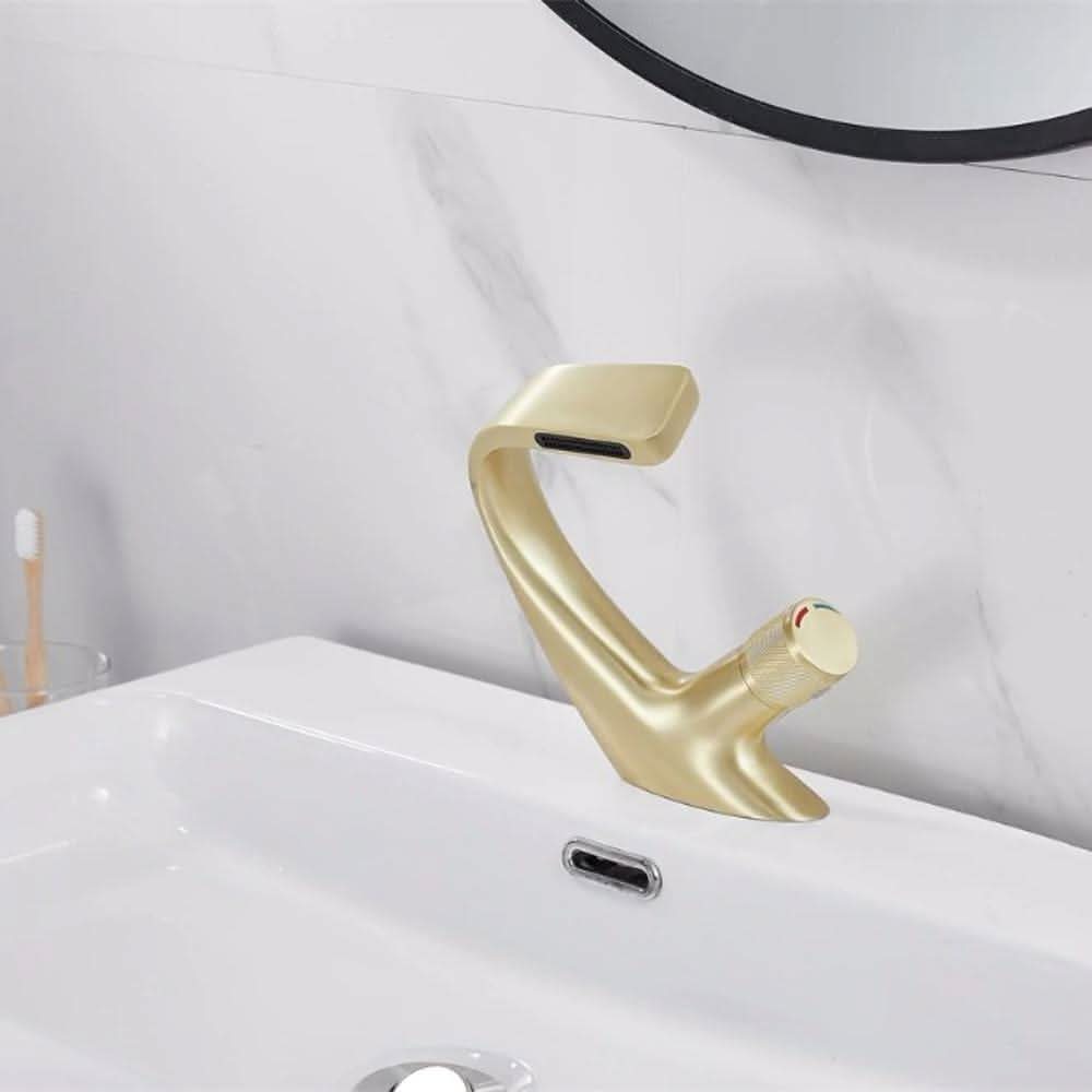 Contemporary Brass Waterfall Sink Faucet for Stylish Bathroom Decor