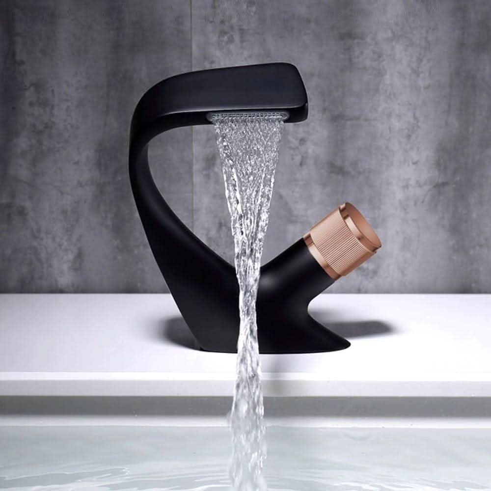 Contemporary Brass Waterfall Sink Faucet for Stylish Bathroom Decor