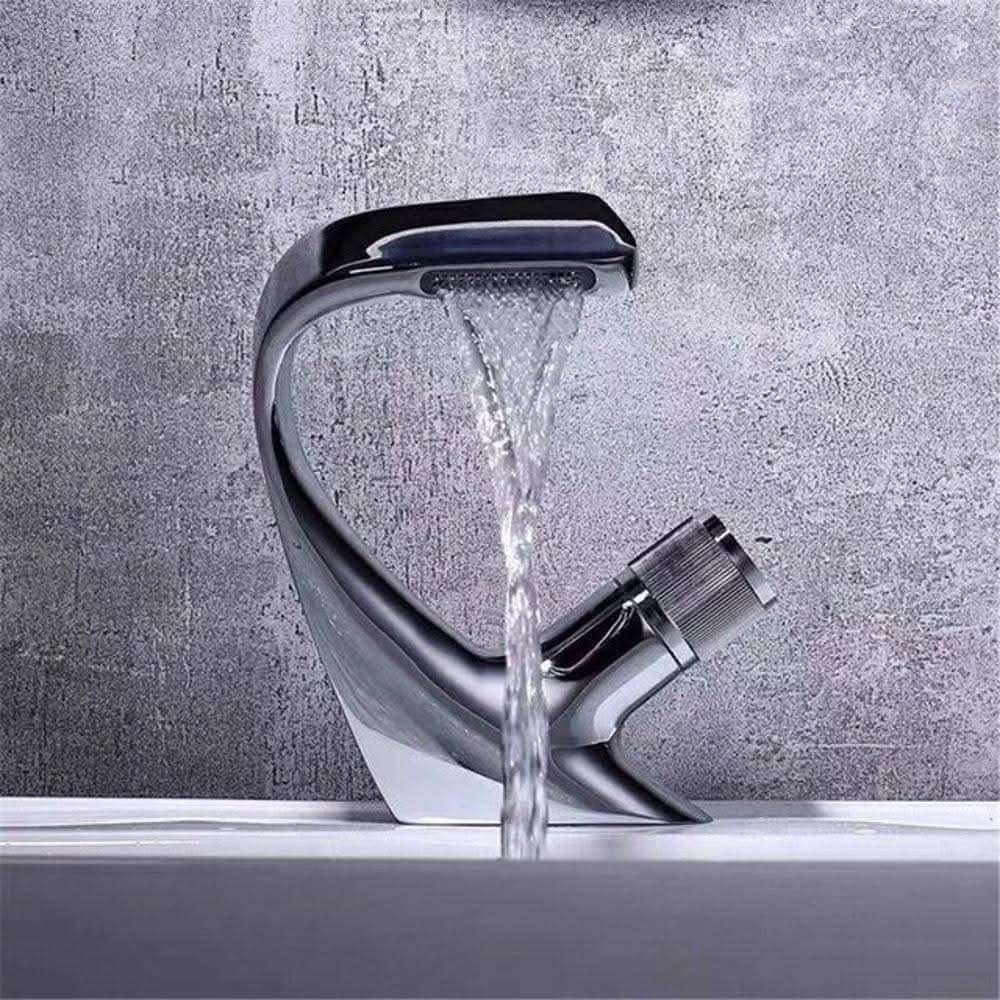 Contemporary Brass Waterfall Sink Faucet for Stylish Bathroom Decor