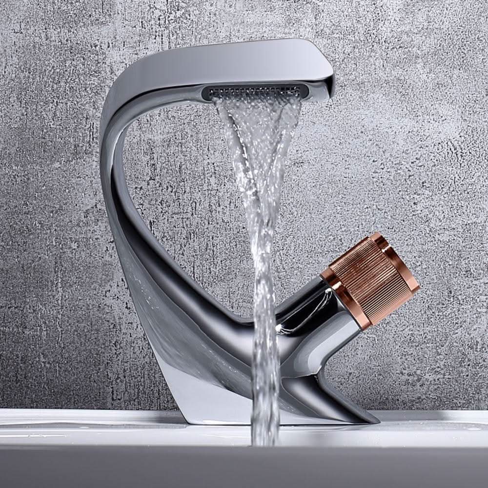 Contemporary Brass Waterfall Sink Faucet for Stylish Bathroom Decor