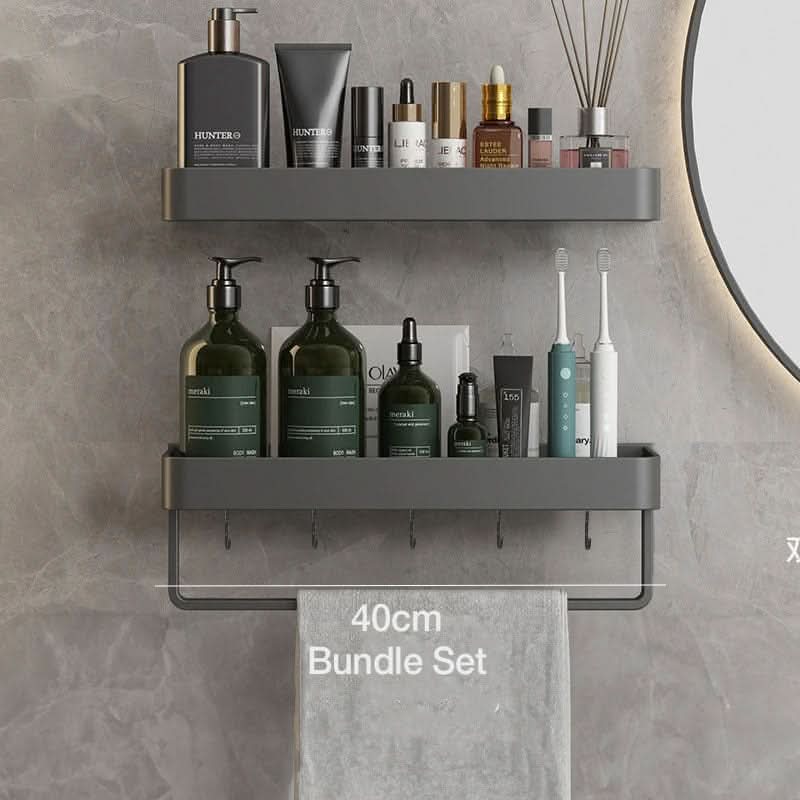 Wall-Mounted Bathroom Shelf with Towel Rack – Stylish Storage Solution