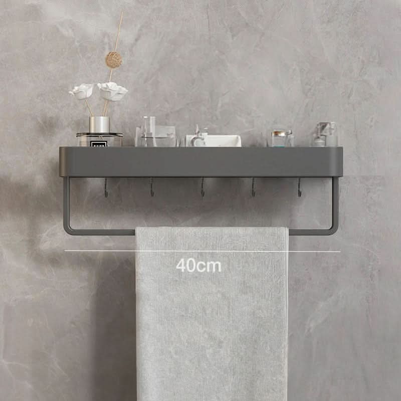 Wall-Mounted Bathroom Shelf with Towel Rack – Stylish Storage Solution
