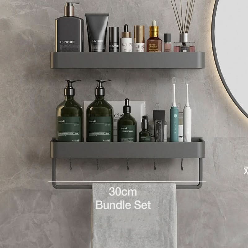 Wall-Mounted Bathroom Shelf with Towel Rack – Stylish Storage Solution