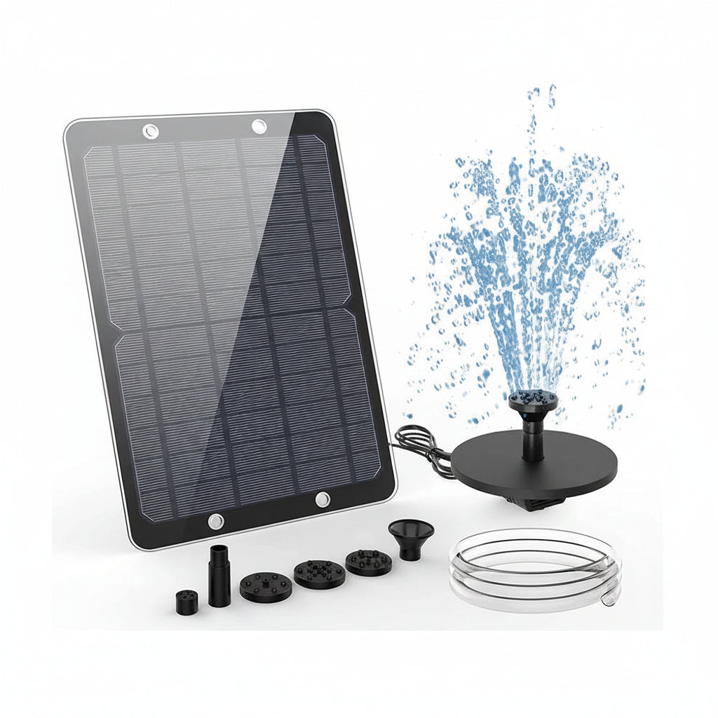 EcoFlow - 9W Solar Fountain Pump System with Custom Nozzles & Hose for Your Pond