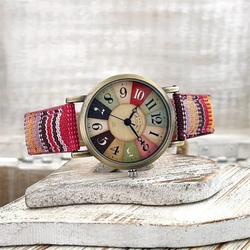 Vintage Watch with Braided Fabric Strap