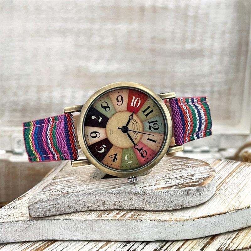 Vintage Watch with Braided Fabric Strap
