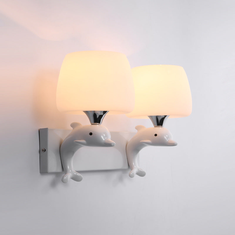 Elegant Ceramic Wall Light Fixture with Opaline Shade