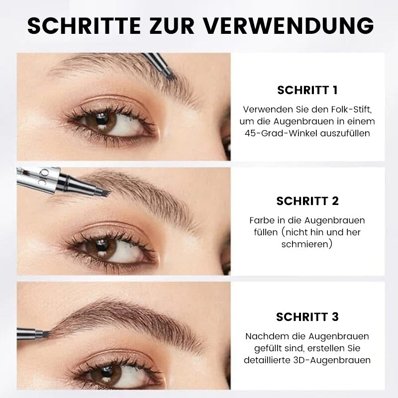 Waterproof 3D Eyebrow Pencil with 4 Fork Tips - Microblading Effect