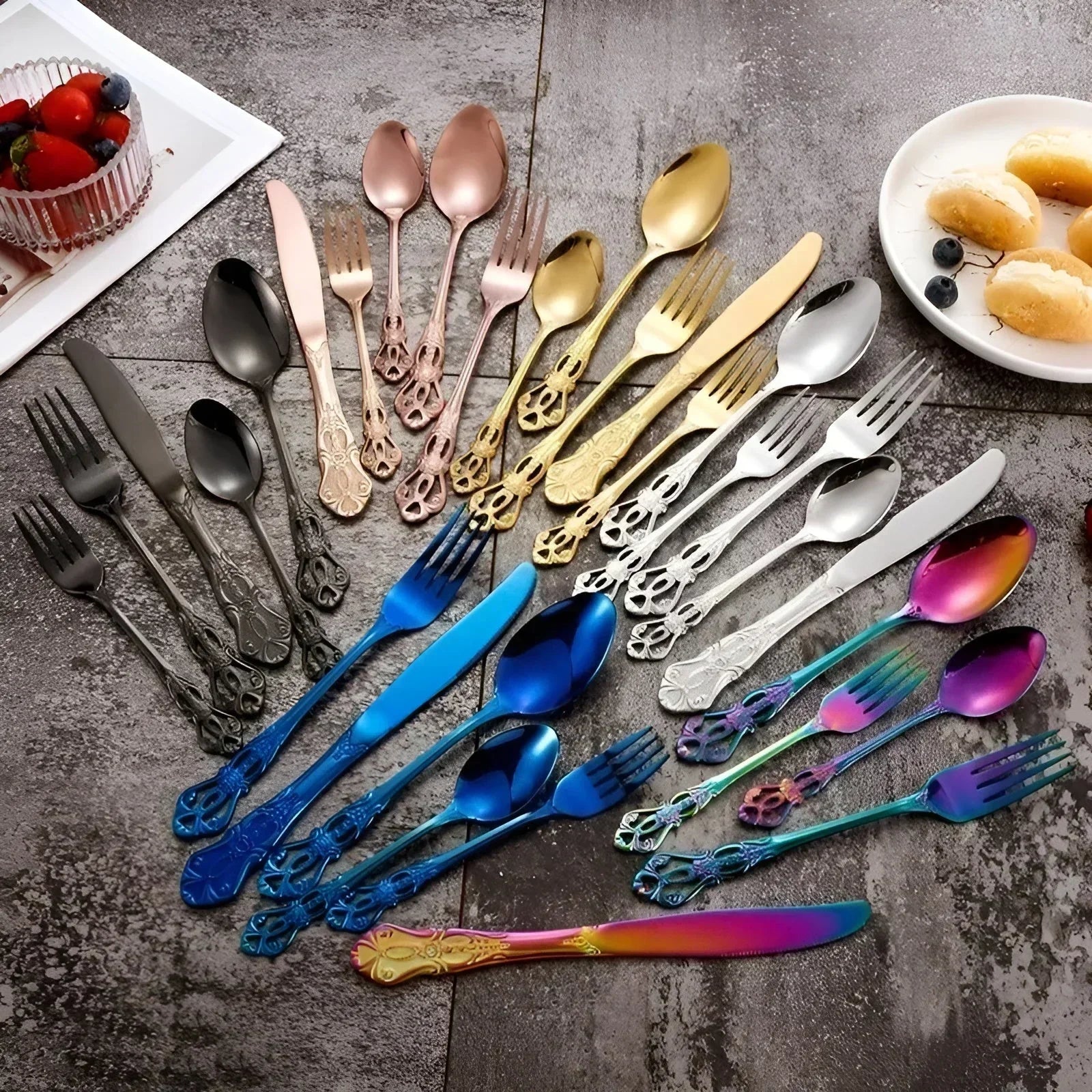 Elegant 24-Piece Stainless Steel Dining Cutlery Collection