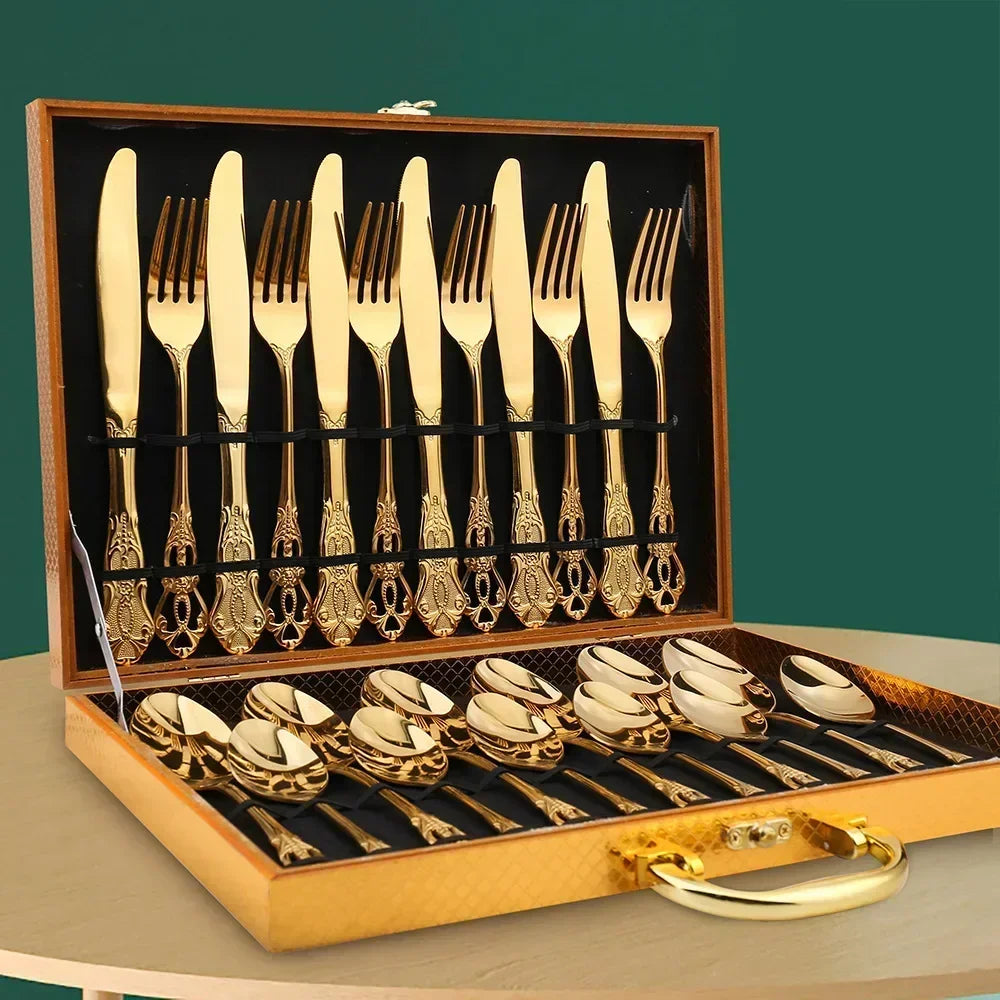 Elegant 24-Piece Stainless Steel Dining Cutlery Collection