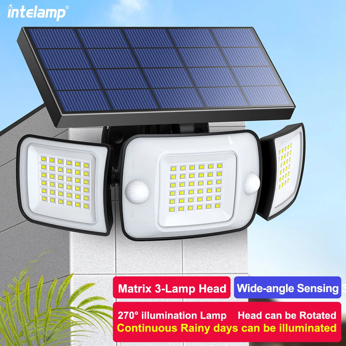 Outdoor Light with Three Heads | Multiple Operating Modes