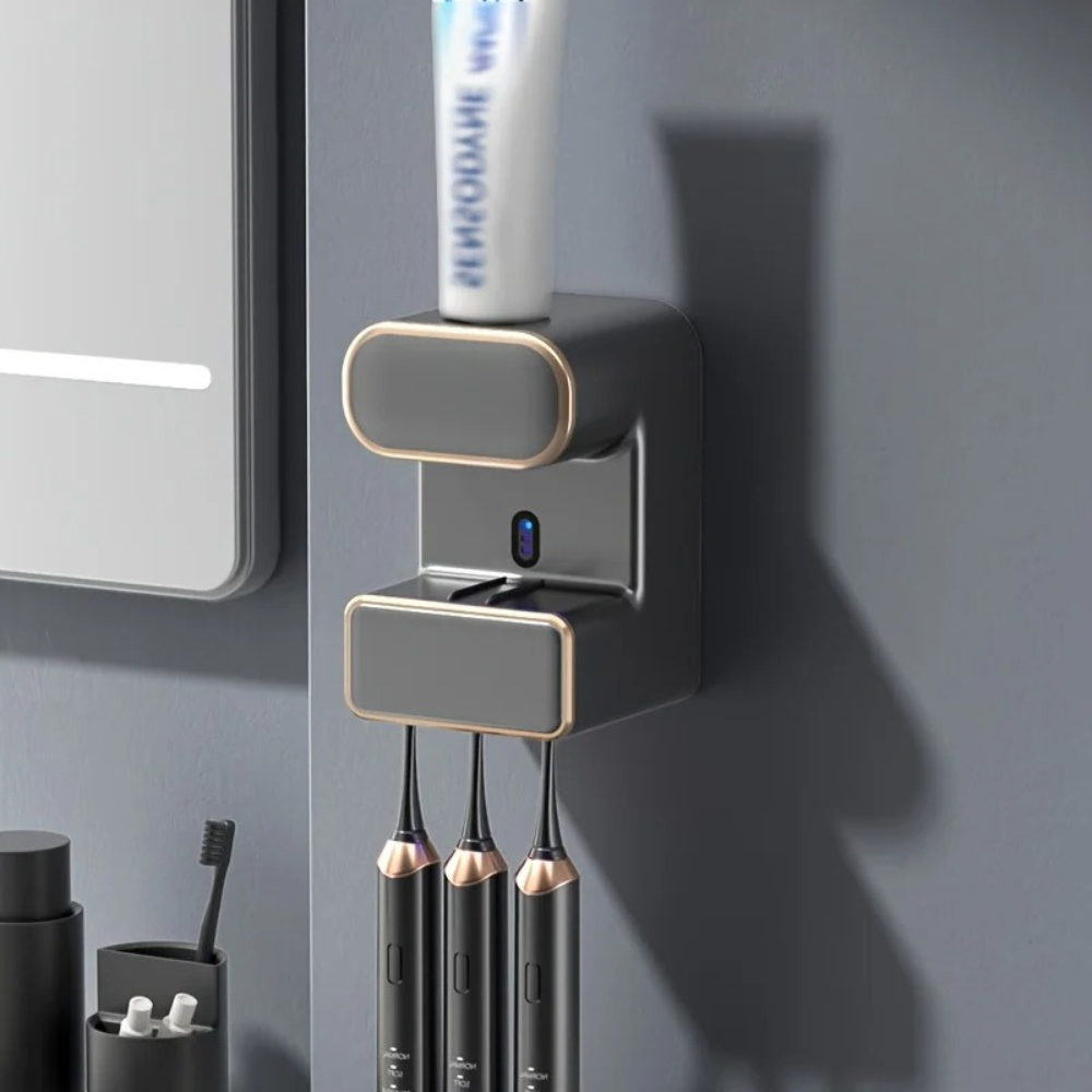 Effortless Toothpaste Dispenser & Toothbrush Organizer for 5 Brushes