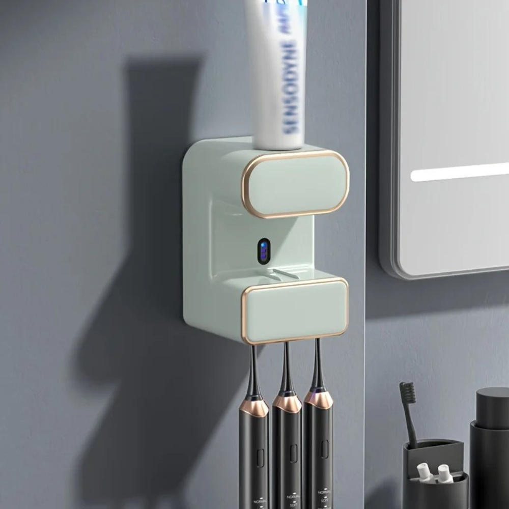 Effortless Toothpaste Dispenser & Toothbrush Organizer for 5 Brushes