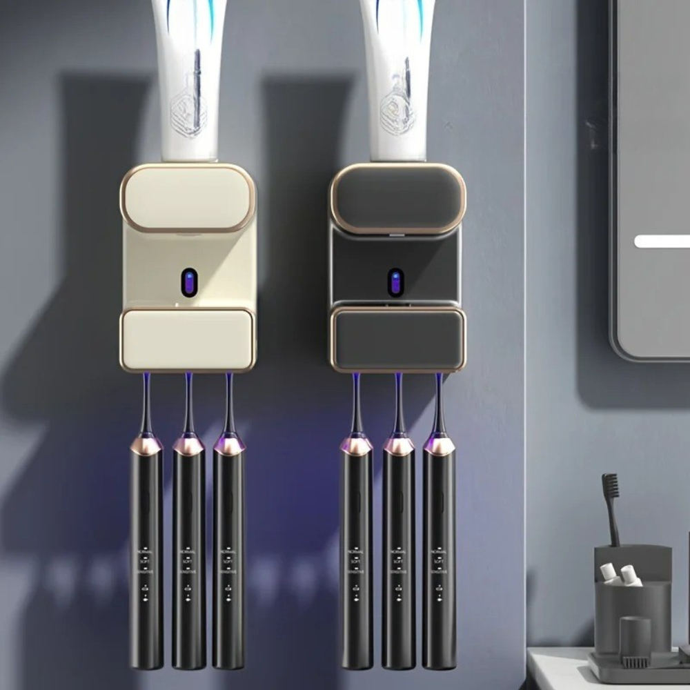 Effortless Toothpaste Dispenser & Toothbrush Organizer for 5 Brushes