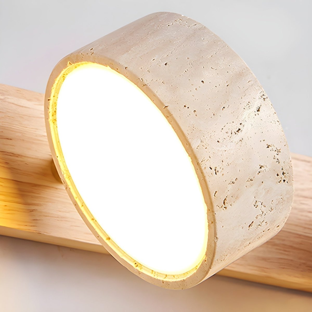 LuxeGlow - Contemporary LED Wall Light with Natural Stone and Wood