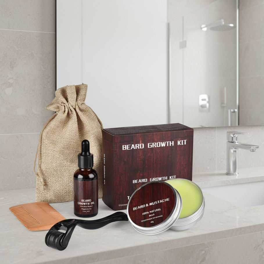 Beard Growth Set with Microneedling Technology for Thicker Beard Growth