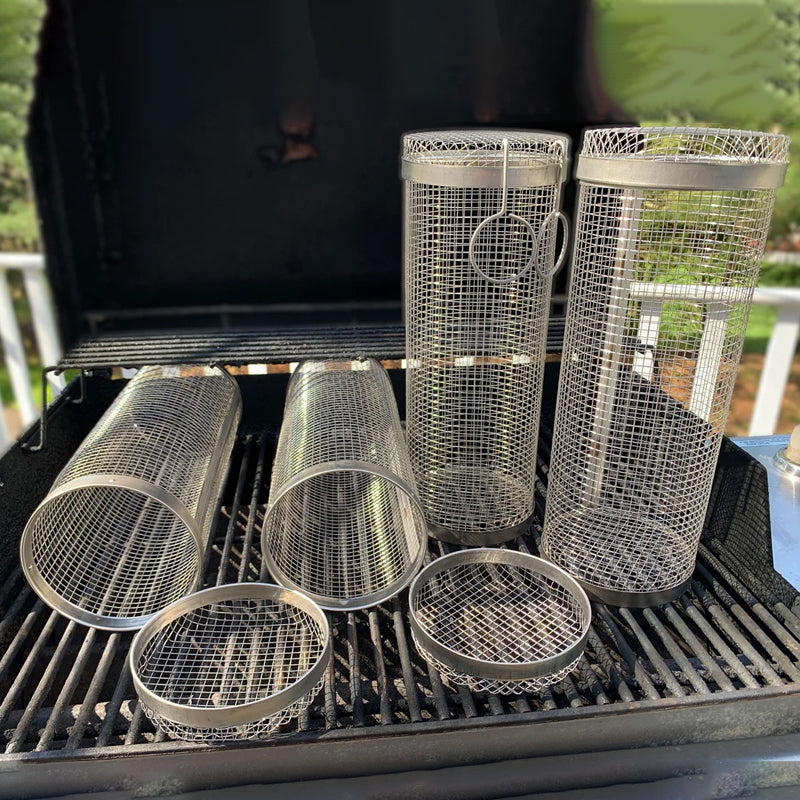 Rotating BBQ Grill Basket | 360° Swivel | Even Heat Distribution | Stainless Steel
