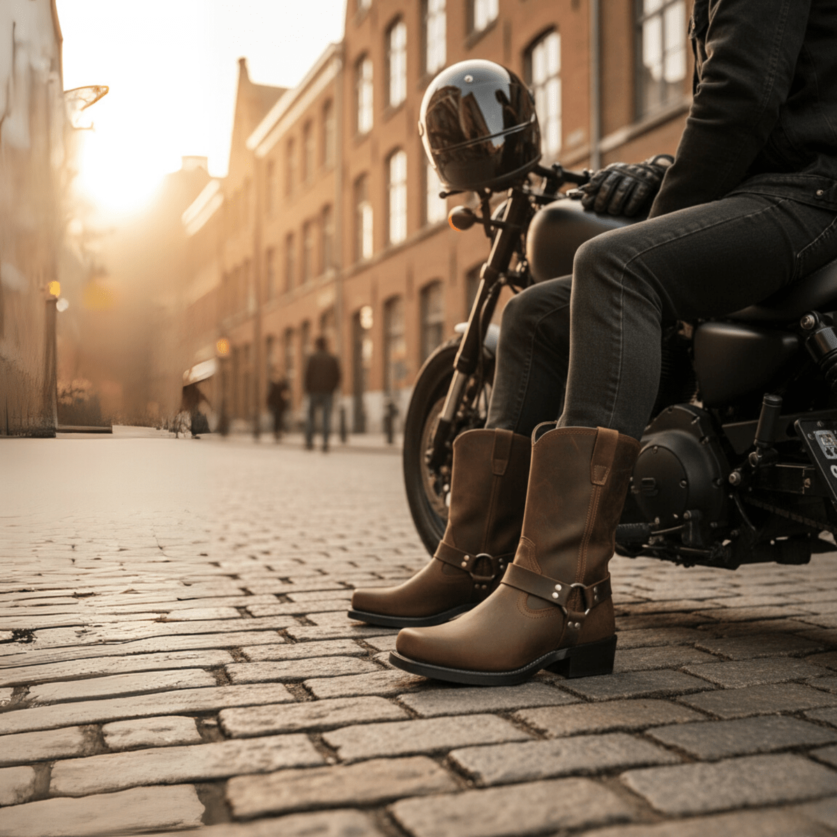 Men's Rugged Waterproof Boots with Stylish Harness Design