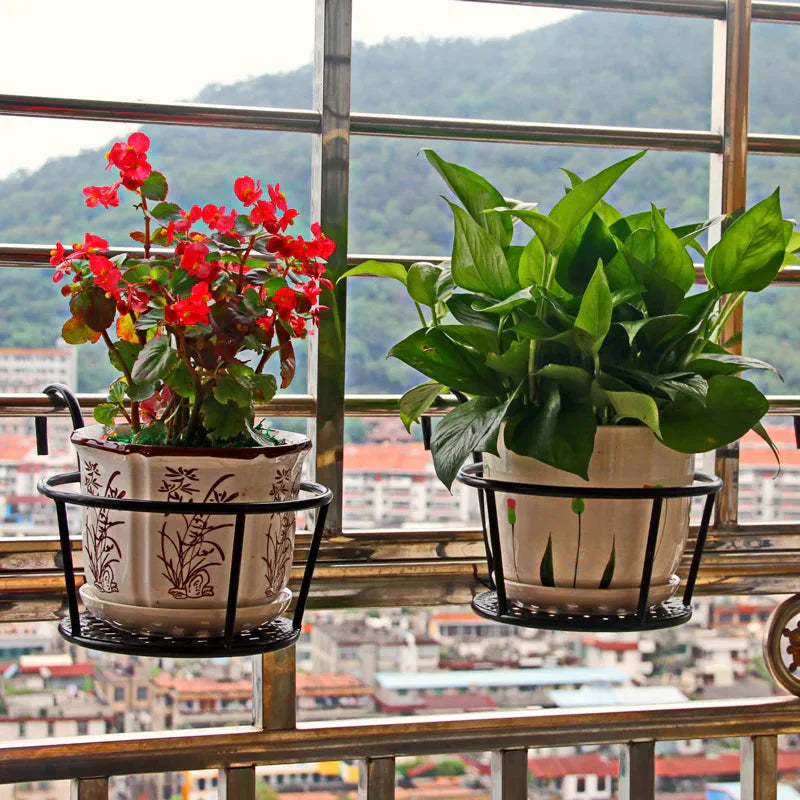 Space-Saving Balcony Pot Holder | Open Drainage Base for Railings