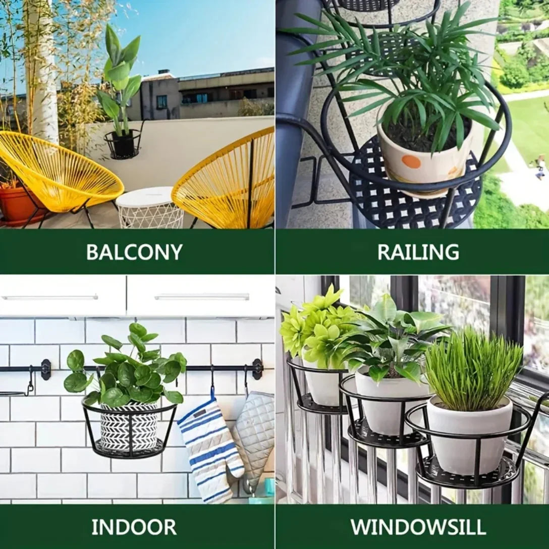 Space-Saving Balcony Pot Holder | Open Drainage Base for Railings