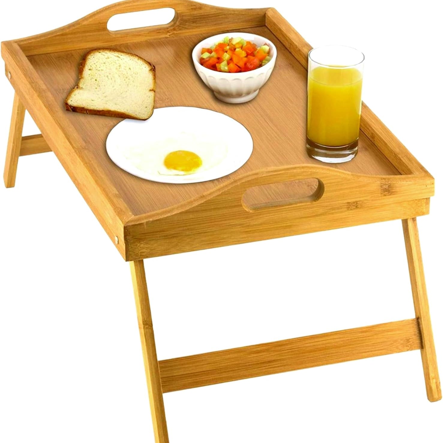 Versatile Bamboo Bed Tray with Elevated Edges