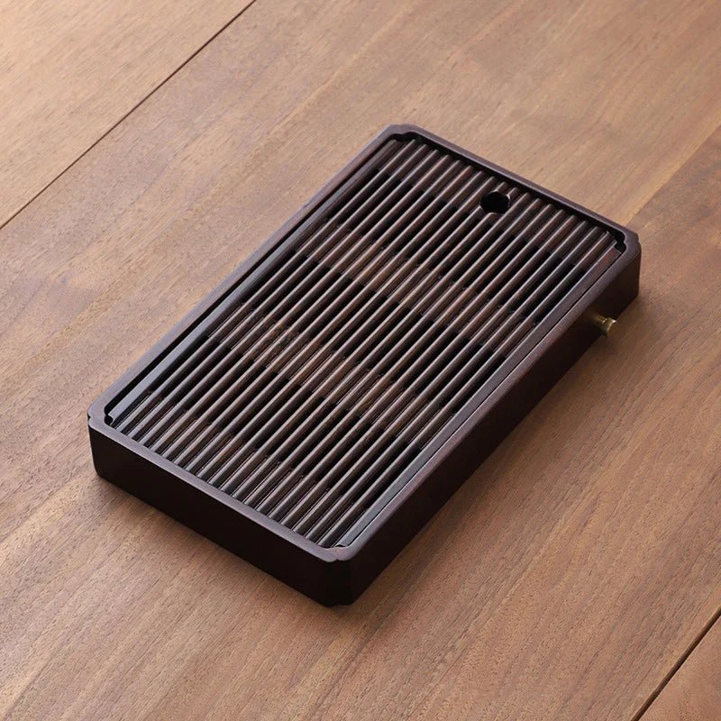 Elegant Bamboo Tea Serving Tray with Drainage Feature
