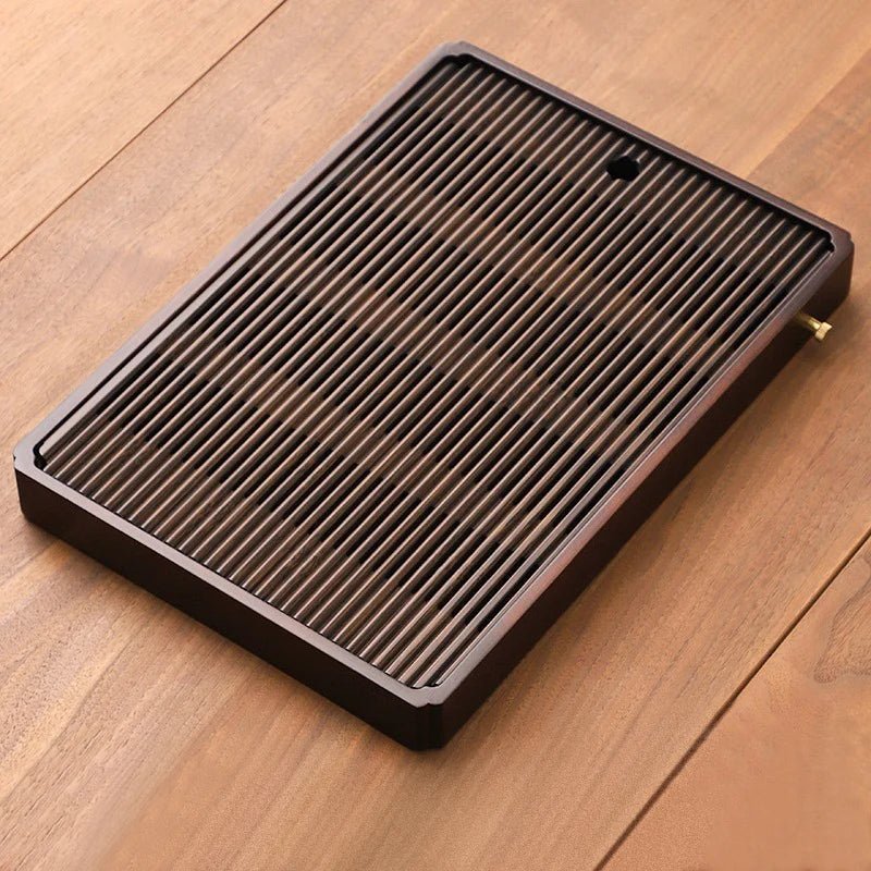 Elegant Bamboo Tea Serving Tray with Drainage Feature
