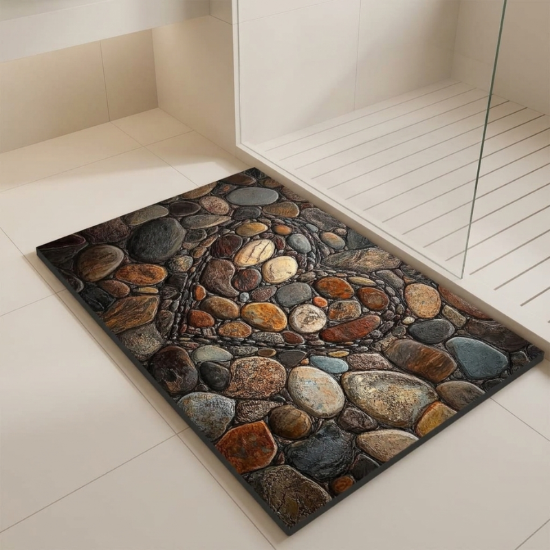 Natural Stone-Inspired Non-Slip Bath Mat for Moisture Control