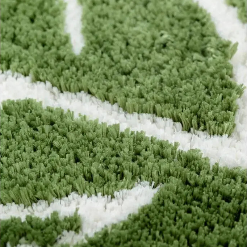 Absorbent Microfiber Bath Mat with Leaf Design - Non-Slip