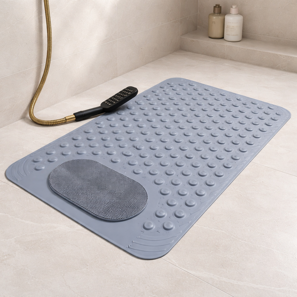 Non-Slip Bath Mat with Integrated Foot Scrubber – 360x690 mm