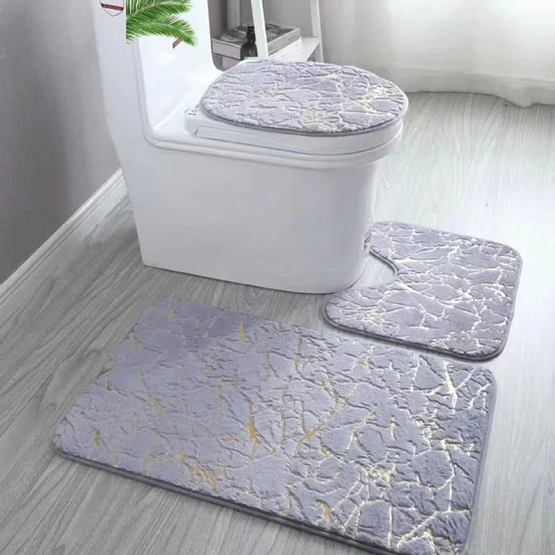Elegant Microfiber Bathroom Rug Collection - 3-Piece Set