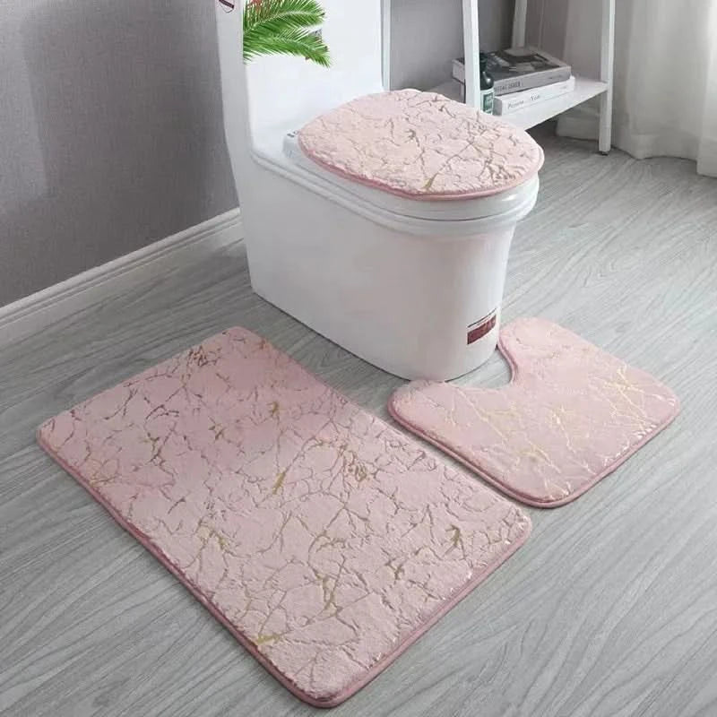 Elegant Microfiber Bathroom Rug Collection - 3-Piece Set