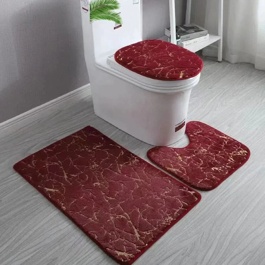 Elegant Microfiber Bathroom Rug Collection - 3-Piece Set