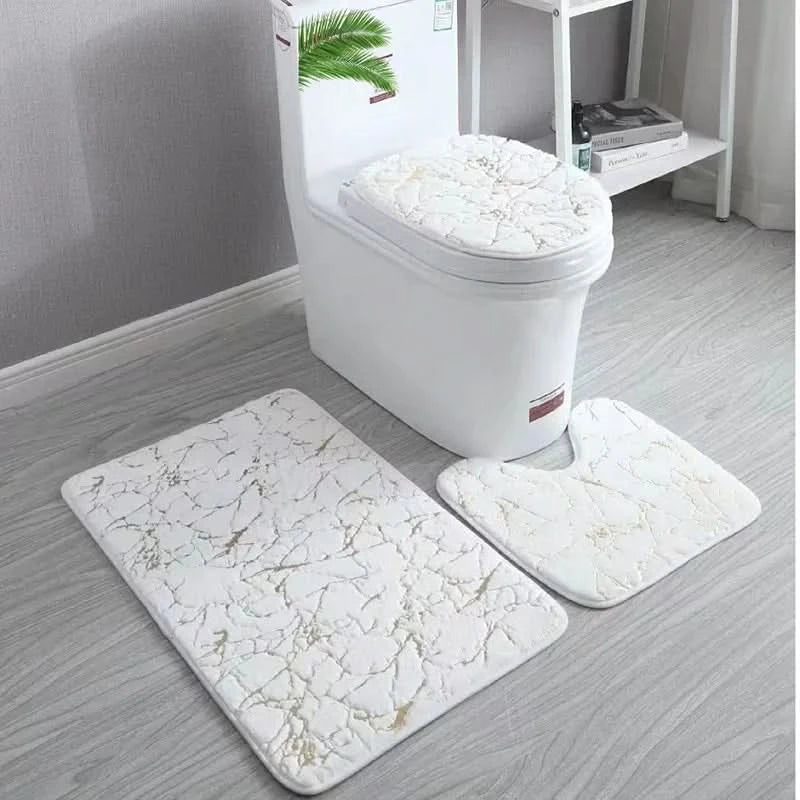 Elegant Microfiber Bathroom Rug Collection - 3-Piece Set