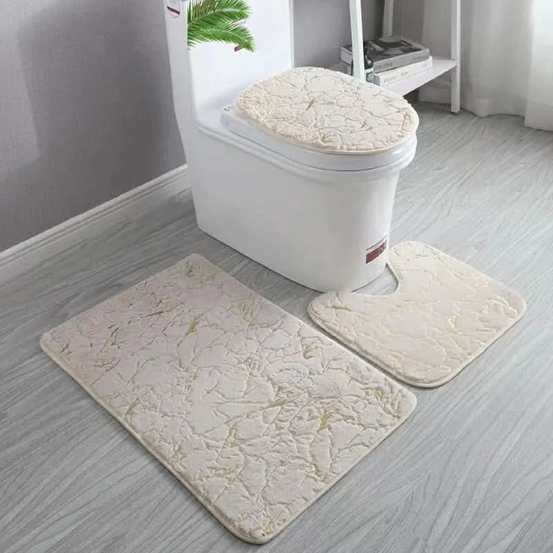 Elegant Microfiber Bathroom Rug Collection - 3-Piece Set