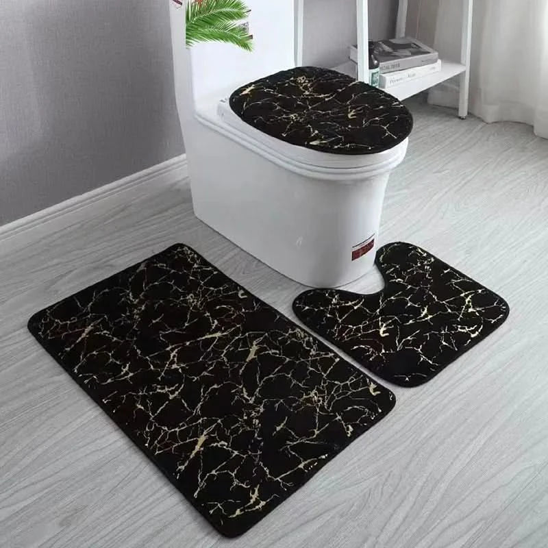 Elegant Microfiber Bathroom Rug Collection - 3-Piece Set
